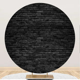 Aperturee - Retro Black Brick Wall Round Backdrop For Birthday